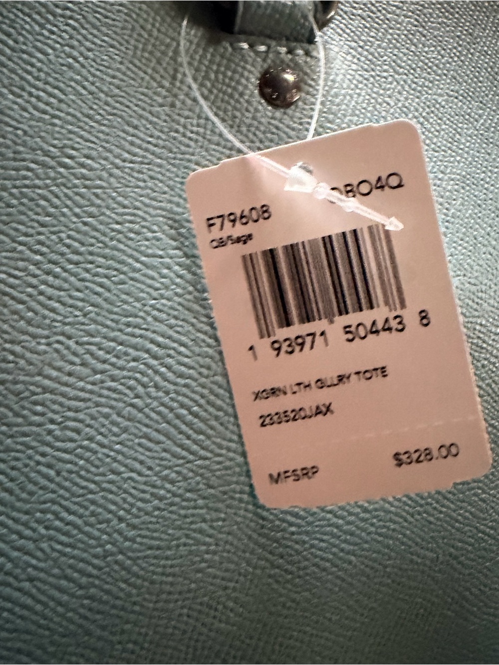 Coach Light Blue Leather Tote with Front Zip Pocket - Picture 3 of 3